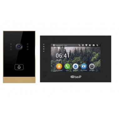 Комплект вызывной панели с монитором AV-02 GOLD+AP-07L BLACK