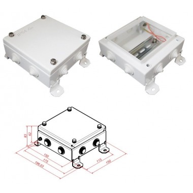 Коробка монтажная электротехническая КМ IP54-1515, 8 вводов