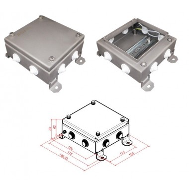 Коробка монтажная электротехническая КМ IP54-1515, 8 вводов, нержавейка