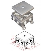 Коробка монтажная огнестойкая КМ-О (12к)-IP54-1212, 8 вводов, нержавейка