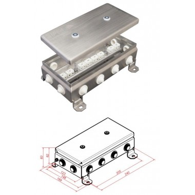 Коробка монтажная огнестойкая КМ-О (16к)-IP54-1224, 12 вводов, нержавейка