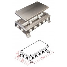 Коробка монтажная огнестойкая КМ-О (28к)-IP54-1530, 14 вводов, нержавейка