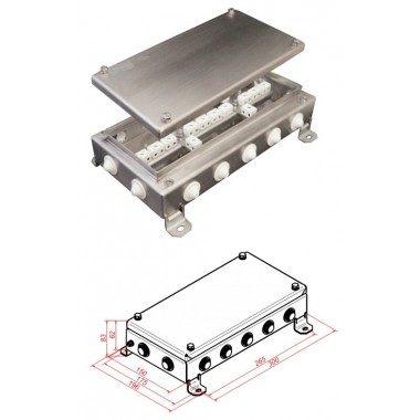 Коробка монтажная огнестойкая КМ-О (28к)-IP54-1530, 14 вводов, нержавейка