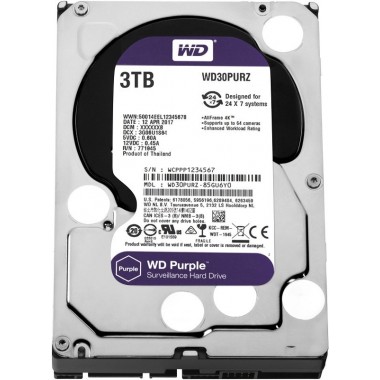 Жесткий диск (HDD) для видеонаблюдения HDD 3000 GB (3 TB) SATA-III Purple (WD30PURZ)