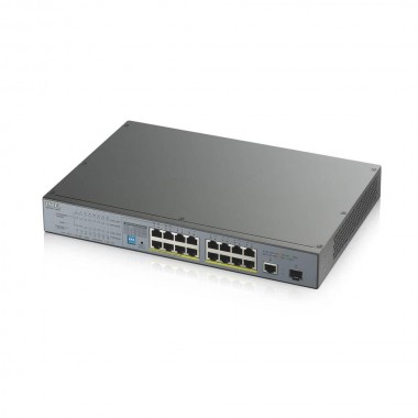 Коммутатор PoE+ для IP-видеокамер rack 19", 17xGE (16xPoE+), 1xSFP, бюджет PoE 170 Вт GS1300-18HP-EU0101F