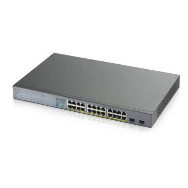 Коммутатор PoE+ для IP-видеокамер rack 19", 24xGE PoE+, 2xSFP, бюджет PoE 250 Вт GS1300-26HP-EU0101F