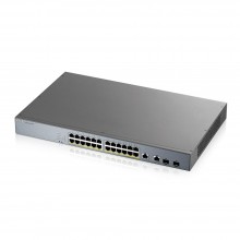 L2 коммутатор PoE+ для IP-видеокамер rack 19", 24xGE PoE+, 2xCombo (SFP/RJ-45) GS1350-26HP-EU0101F