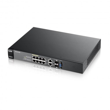 L2 коммутатор PoE+ rack 19", 8xGE PoE+, 2xCombo (SFP/RJ-45) GS2210-8HP-EU0101F