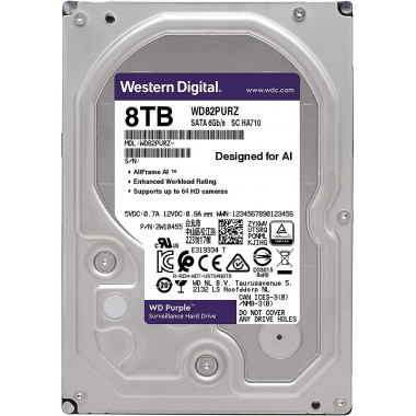 Жесткий диск (HDD) для видеонаблюдения HDD 8000 GB (8 TB) SATA-III Purple (WD82PURZ)